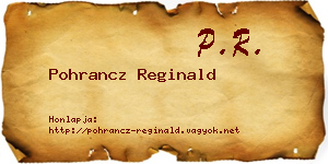 Pohrancz Reginald névjegykártya
